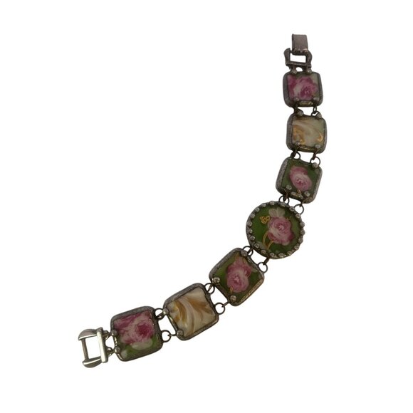 Unusual Porcelain Flower Tile Bracelet (A5650) - Picture 1 of 5